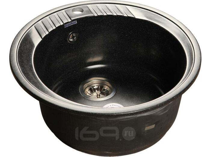 Мойка мрамор RONDO GF-R--520   D=520 мм   черный 
