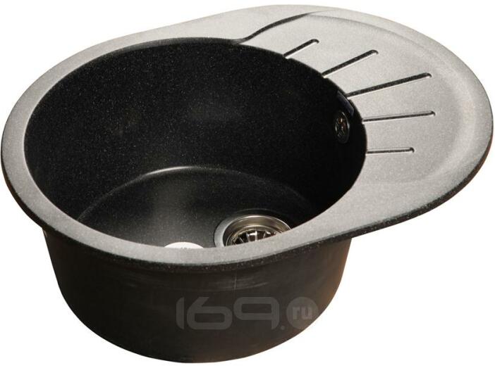 Мойка мрамор RONDO GF-R--580L  чаша с крылом 580*450мм  черный 
