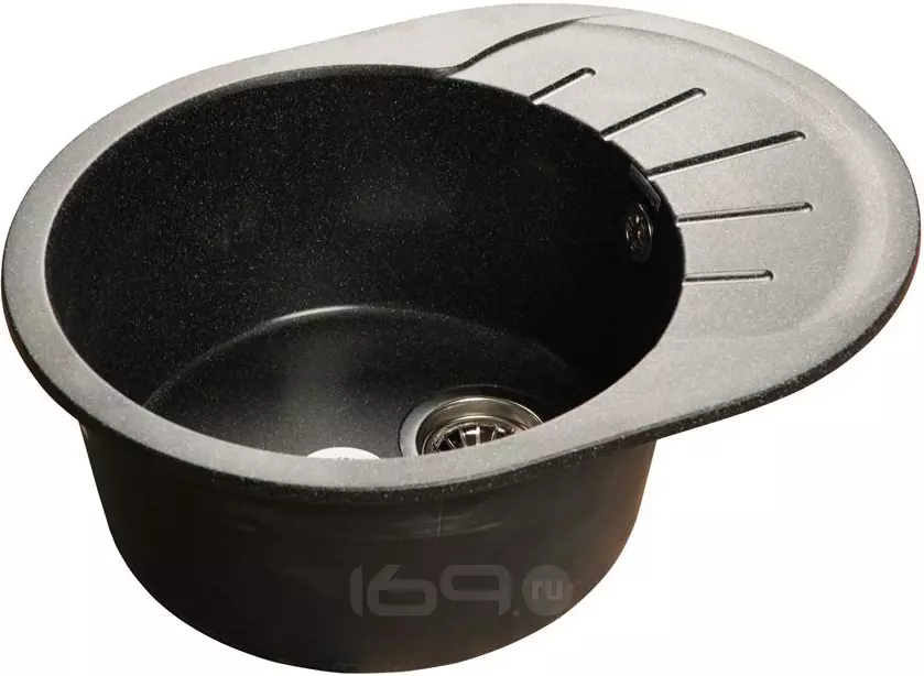 Мойка мрамор RONDO GF-R--580L чаша с крылом 580*450мм черный