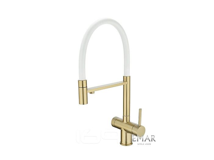 Смеситель кухонный EMAR ЕС - 7024WHT Matt Gold