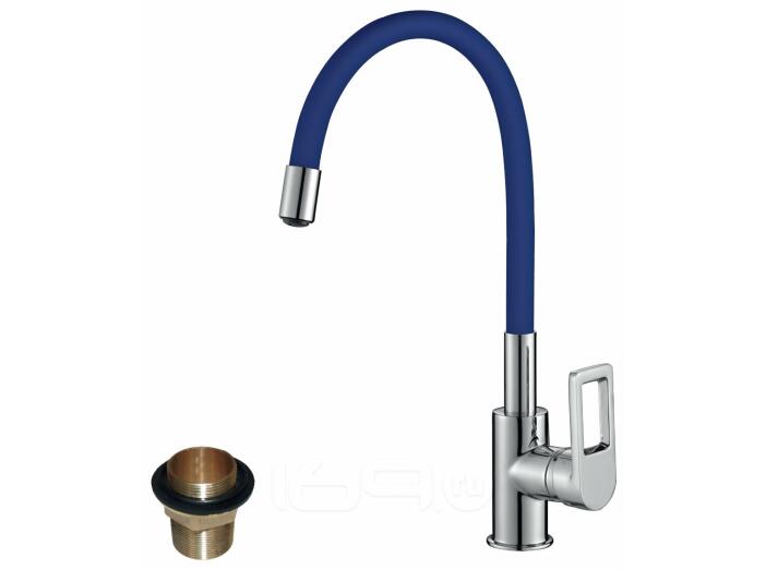 Смеситель Rossinka Z35-35U-Blue для кухонной мойки с гибким цветным изливом
