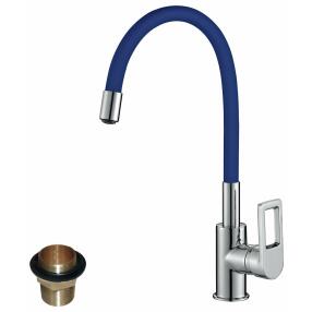Смеситель Rossinka Z35-35U-Blue для кухонной мойки с гибким цветным изливом