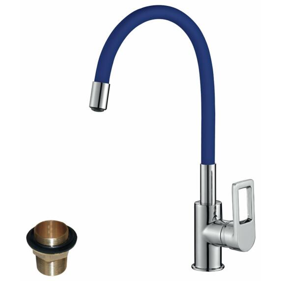 Смеситель Rossinka Z35-35U-Blue для кухонной мойки с гибким цветным изливом