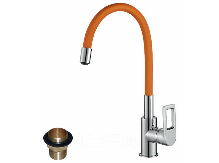 Смеситель Rossinka Z35-35U-Orange для кухонной мойки с гибким цветным изливом