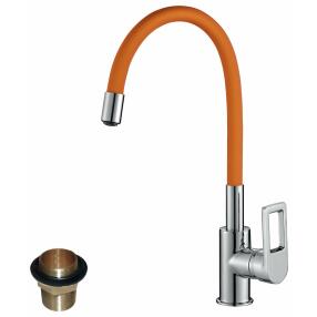 Смеситель Rossinka Z35-35U-Orange для кухонной мойки с гибким цветным изливом