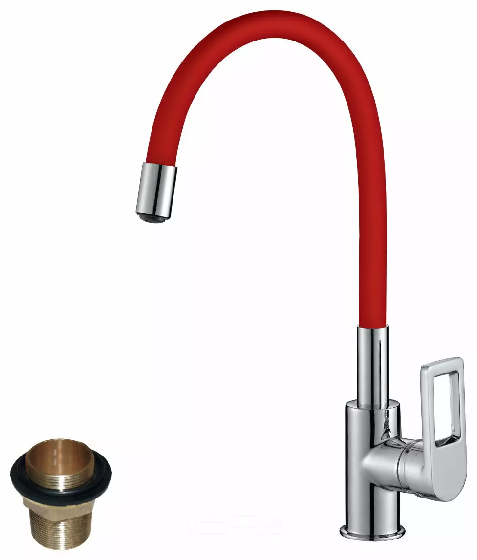 Смеситель Rossinka Z35-35U-Red для кухонной мойки с гибким цветным изливом