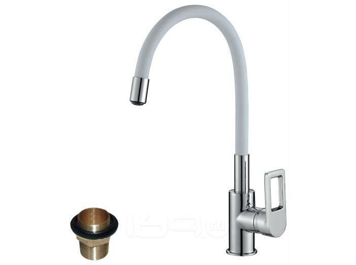 Смеситель Rossinka Z35-35U-White для кухонной мойки с гибким цветным изливом