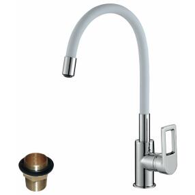Смеситель Rossinka Z35-35U-White для кухонной мойки с гибким цветным изливом