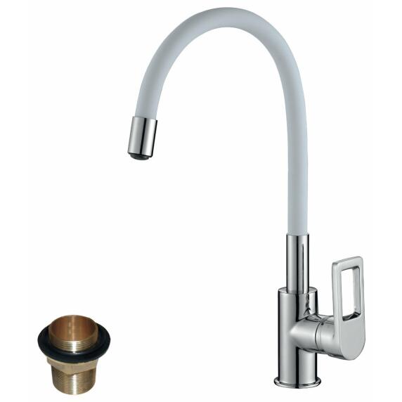 Смеситель Rossinka Z35-35U-White для кухонной мойки с гибким цветным изливом