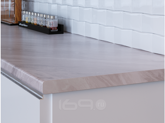 Столешница прямая/4/Мрамор нуволато полуматовая 3050*600*38 (влагостойкая)R3