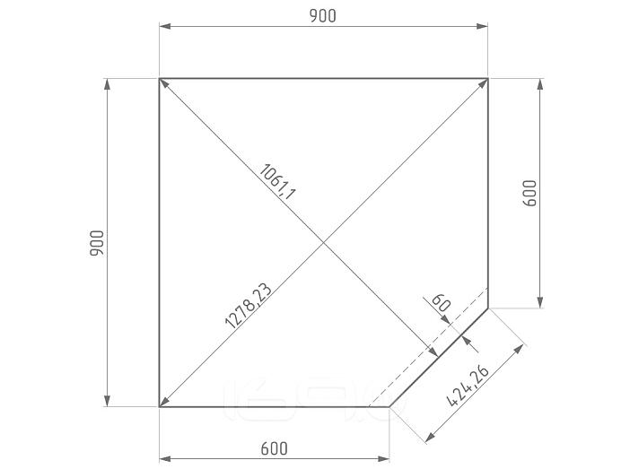 Столешница угловая/4/Киото полуматовая 900*900*27