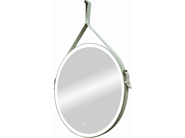 Зеркало "Millenium White Led" D 650 на ремне из натуральной кожи белого цвета