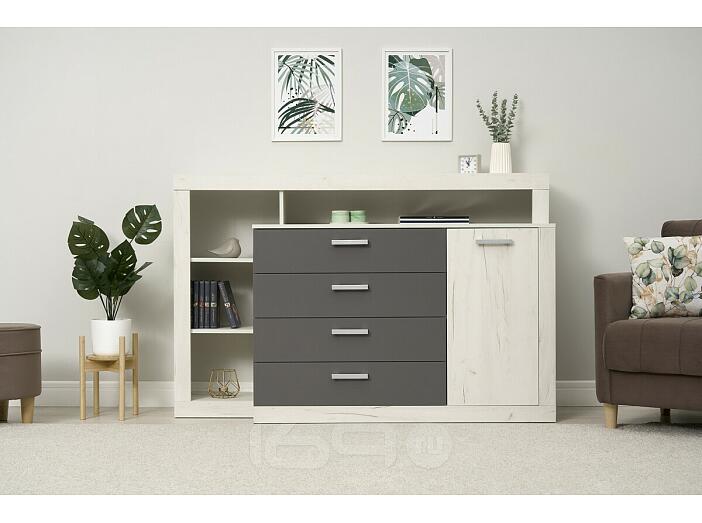 Ангара Комод (2УПК) (Графит/Дуб Крафт Белый, Дуб Крафт Белый)