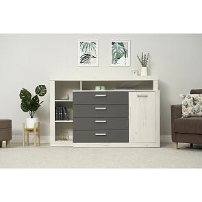 Ангара Комод (2УПК) (Графит/Дуб Крафт Белый, Дуб Крафт Белый)