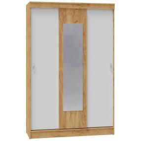 Шкаф-купе 1300x520x2016 Бася Белый глянец холодный зеркало, ЛДСП