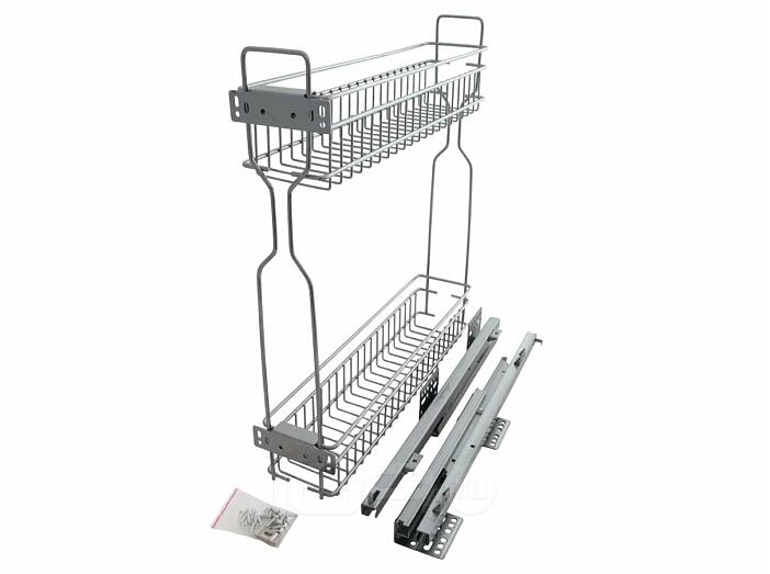 Бутылочница для кухни 150 правая, на направляющих скрытого монтажа с синхронизатором, полного выдвижения с доводчиком