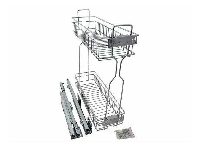 Бутылочница для кухни 200 левая, на направляющих скрытого монтажа с синхронизатором, полного выдвижения с доводчиком