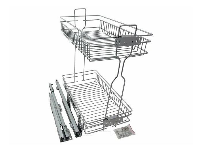 Бутылочница для кухни 300 левая, на направляющих скрытого монтажа с синхронизатором, полного выдвижения с доводчиком