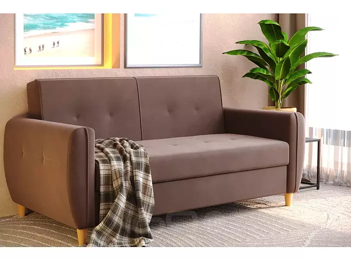 Диван-кровать Лайм (02) коричневый велюр