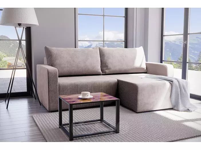 Диван-кровать угловой Брайтон (01) У(П)Л бежевый Велюр