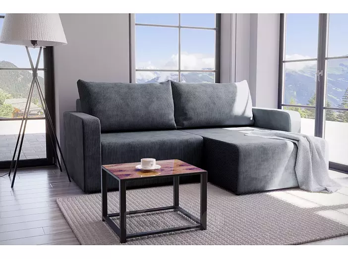 Диван-кровать угловой Брайтон (02) У(П)Л серый Велюр