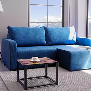 Диван-кровать угловой Брайтон (03) У(П)Л синий Велюр