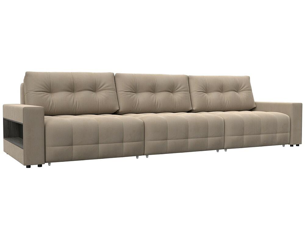 

Диван прямой с полками Лига-053 НПБ Лонг Велюр SEVEN 729 бежевый