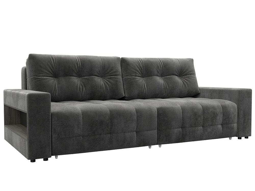 

Диван прямой с полками Лига-053 НПБ Велюр TOWER 10 серый