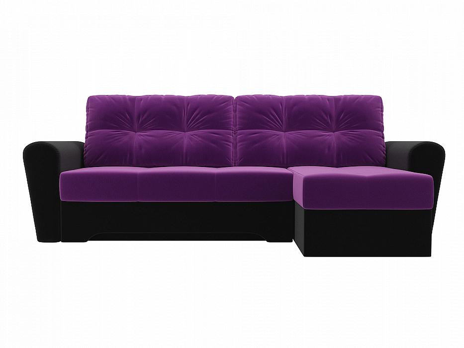 

Диван угловой Амстердам правый Микровельвет Фиолетовый Черный