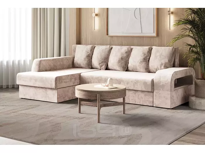 Диван угловой левый Марго 1 (25) (УЛ) бежевый велюр