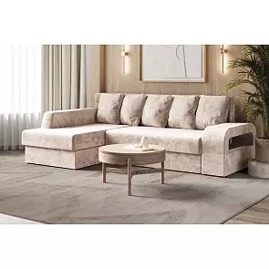 Диван угловой левый Марго 1 (25) (УЛ) бежевый велюр