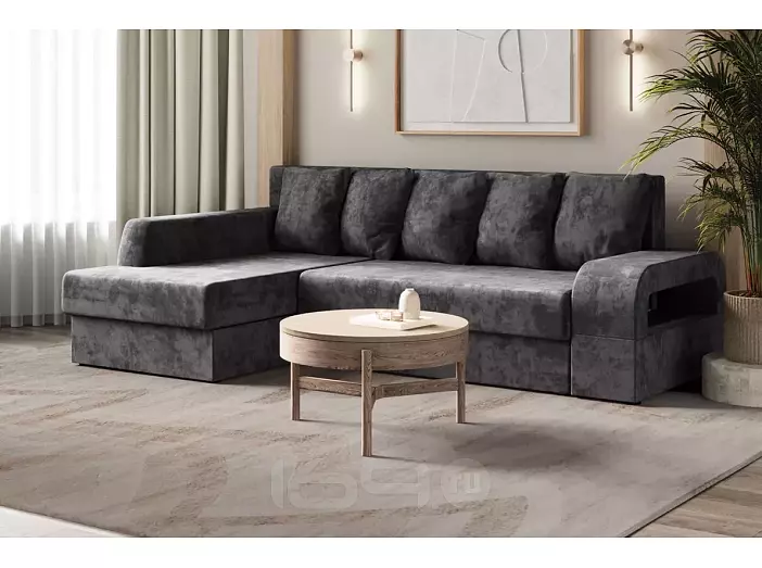 Диван угловой левый Марго 1 (27) (УЛ) серый велюр