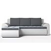 Диван угловой левый Ванкувер (02) экокожа белая/велюр серый