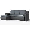 Диван угловой левый Ванкувер (04) экокожа черная/велюр серый