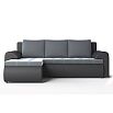 Диван угловой левый Ванкувер (04) экокожа черная/велюр серый