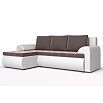 Диван угловой левый Ванкувер (06) экокожа белая/велюр коричневый