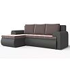 Диван угловой левый Ванкувер (08) экокожа черная/велюр коричневый