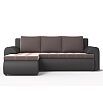 Диван угловой левый Ванкувер (08) экокожа черная/велюр коричневый