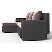 Диван угловой левый Ванкувер (08) экокожа черная/велюр коричневый
