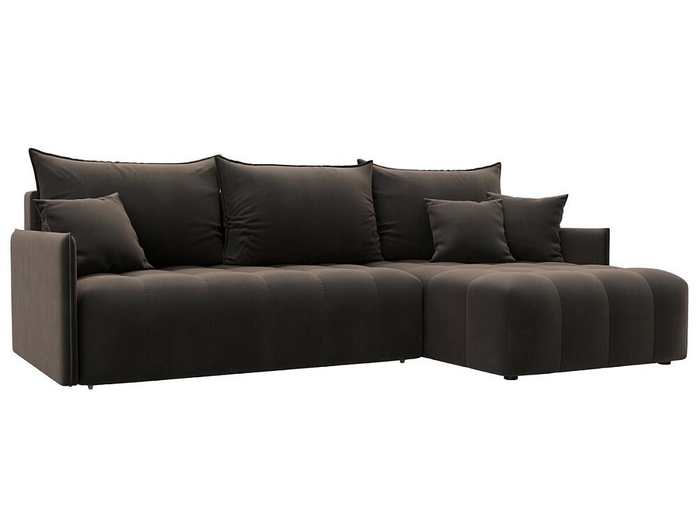 

Диван угловой Лига-054 НПБ угол универсальный Велюр SEVEN 727 коричневый