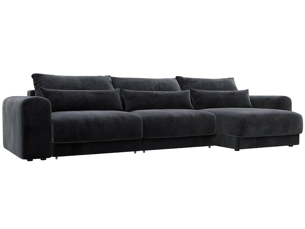

Диван угловой Лига-056 НПБ Лонг угол универсальный Велюр TOWER 11 темно-серый
