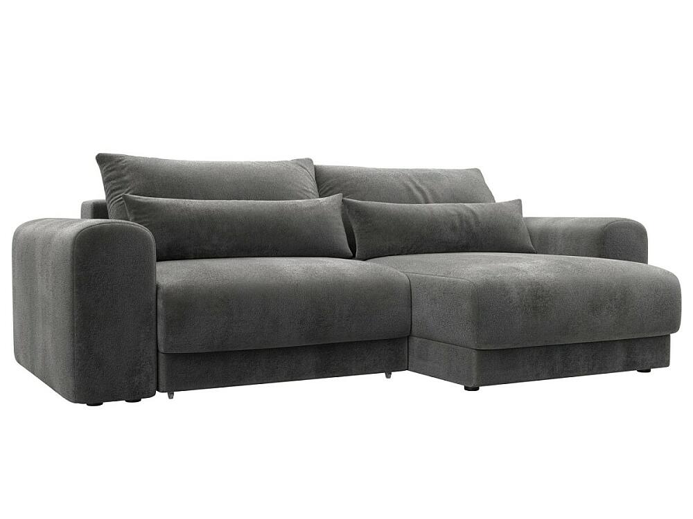 

Диван угловой Лига-056 НПБ угол универсальный Велюр TOWER 10 серый