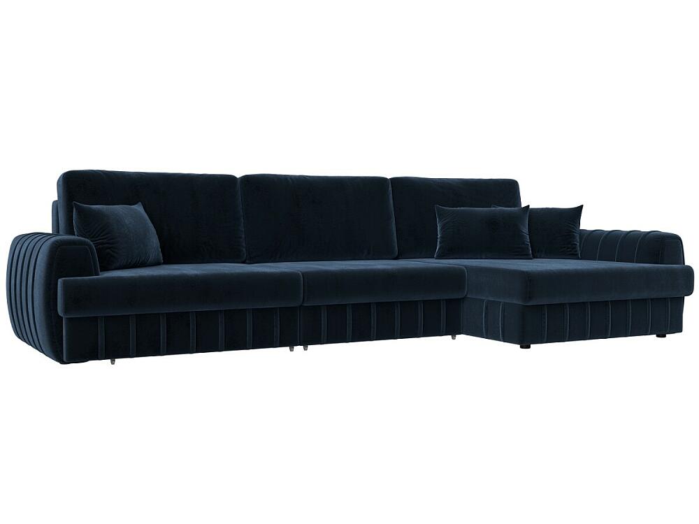 

Диван угловой Лига-057 НПБ Лонг угол правый Велюр TOWER 13 синий