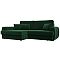 Диван угловой Лига-057 НПБ угол левый Велюр SEVEN 626 зеленый
