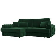 Диван угловой Лига-057 НПБ угол левый Велюр SEVEN 626 зеленый
