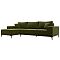Диван угловой Льюес Микровельвет Зелёный Левый