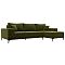 Диван угловой Льюес Микровельвет Зелёный Правый