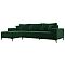 Диван угловой Льюес Велюр Зелёный Левый