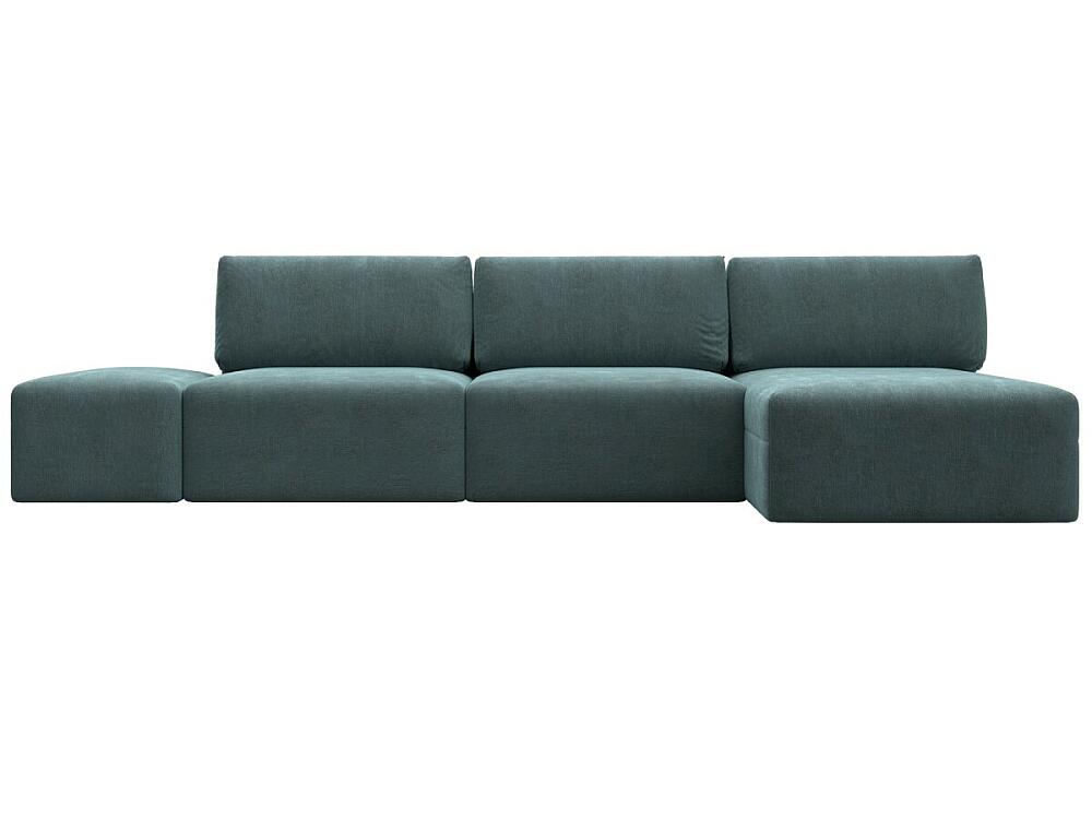 

Диван угловой модульный с пуфом Лига-060 НПБ Лонг угол универсальный Шенилл RIMINI 11 серо-зеленый