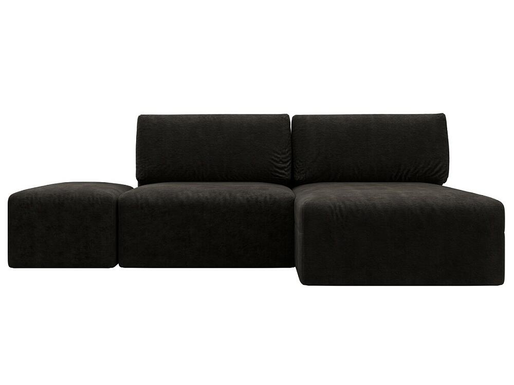 

Диван угловой модульный с пуфом Лига-060 НПБ угол универсальный Велюр BRUT 17 коричневый